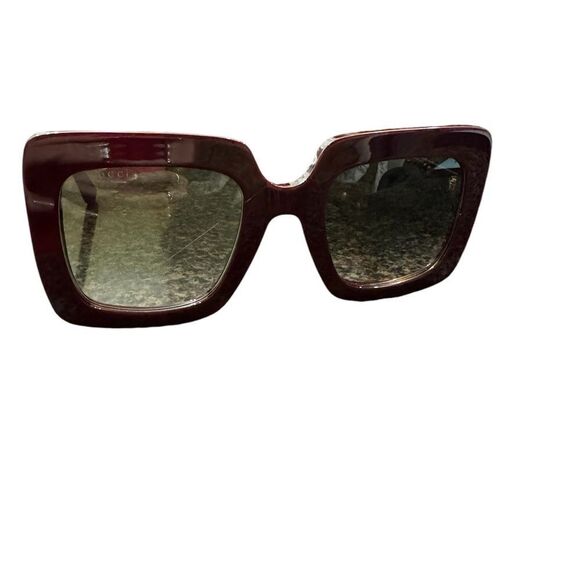Gucci Acetate Oversized Sunglasses GG0328S in Burgundy - Picture 13 of 14